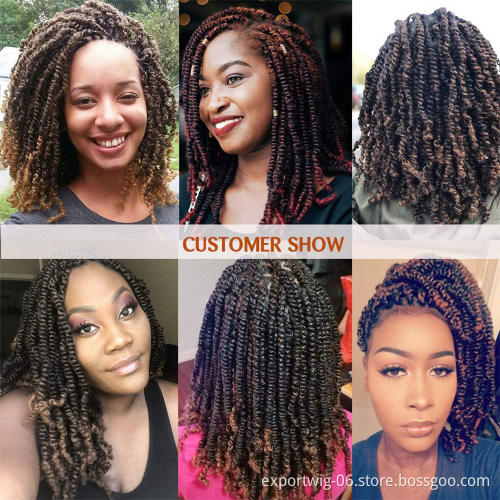 Spring Twist Crochet Hair Wavy Curly Afro Spring Twist Hair Extension Solid And Mixed Color 8 Inches Synthetic Fiber